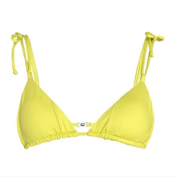 KNIGHT SWIM Bambi lime‎ green string bikini triangle swim top in palm S - Picture 1 of 8